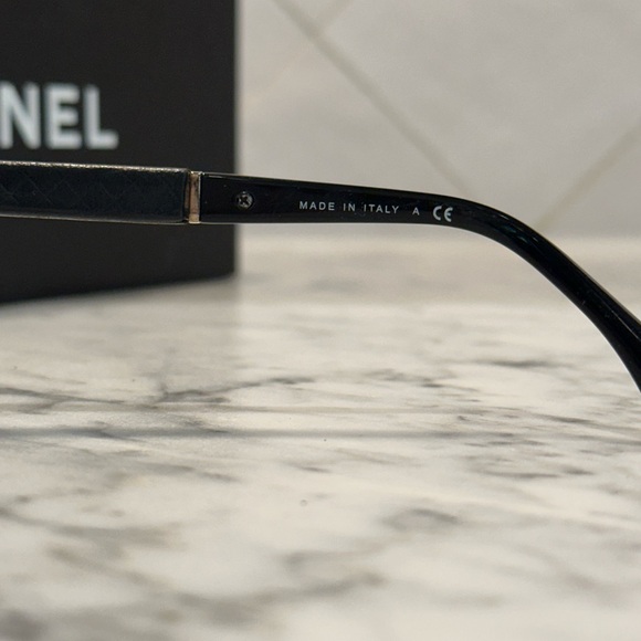 Chanel Silver Frame with Black Leather Arm Sunglasses - Picture 11 of 16